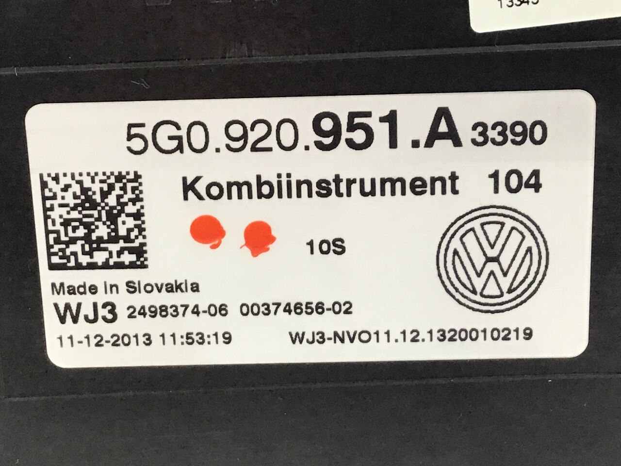 Instrument cluster VW Golf VII (5G1) 1.6 TDI  77 kW  105 PS (08.2012-> )