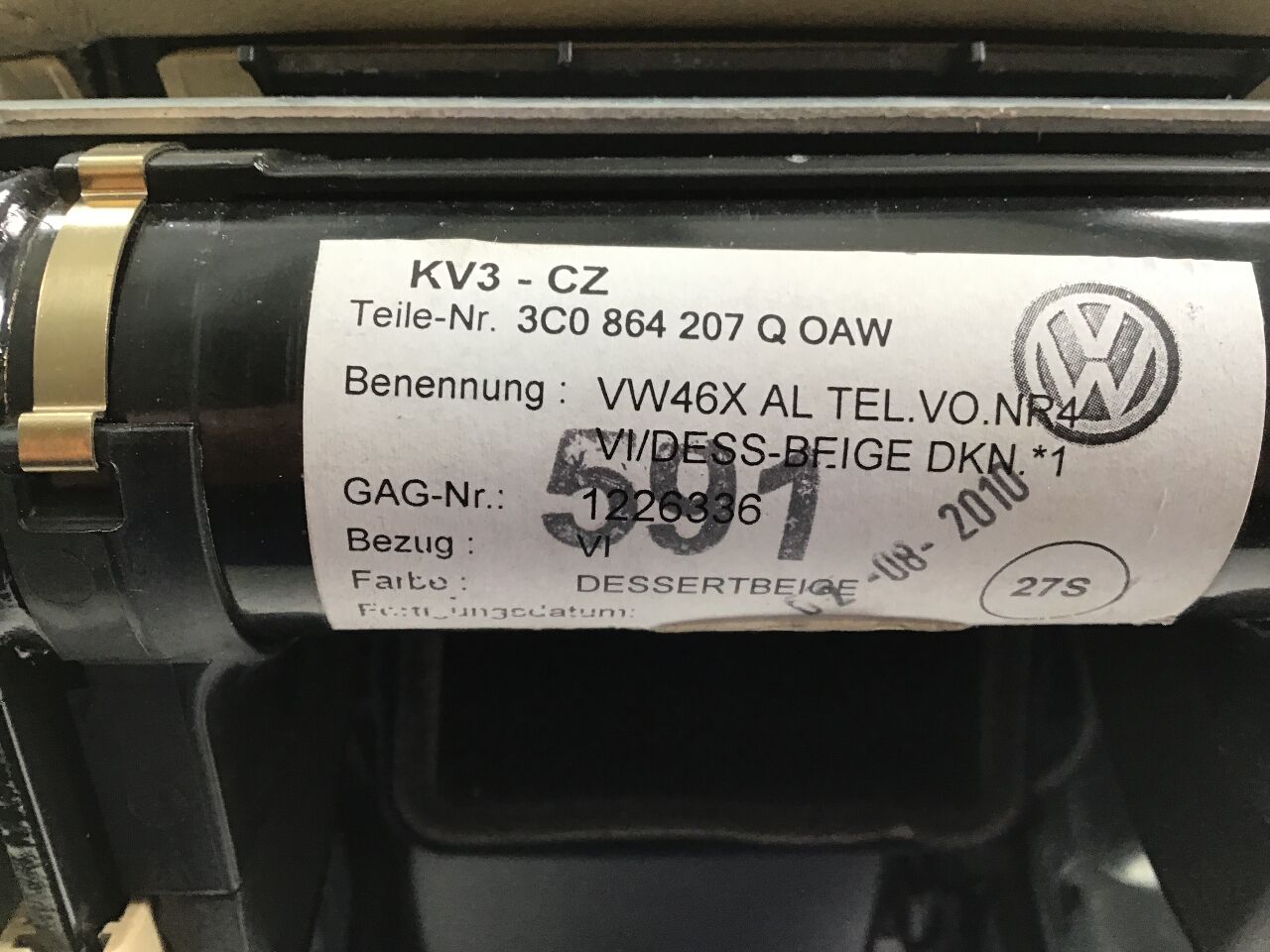 Armrest VW Passat B7 (362) 2.0 TDI 103 kW 140 PS (08.2010-12.2014)