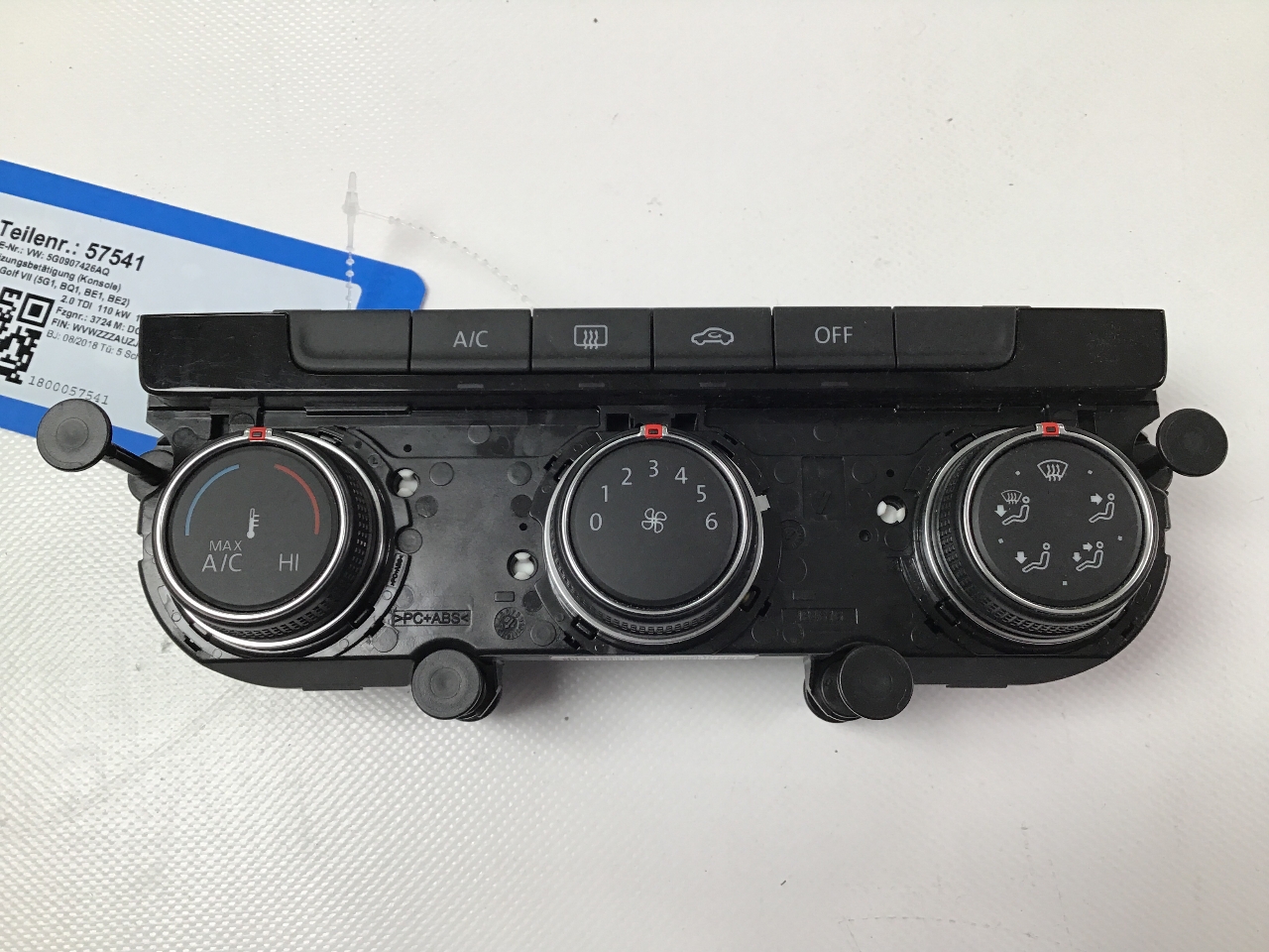 Heizungsbetätigung (Konsole) VW Golf VII (5G) 2.0 TDI  110 kW  150 PS (11.2012-> )