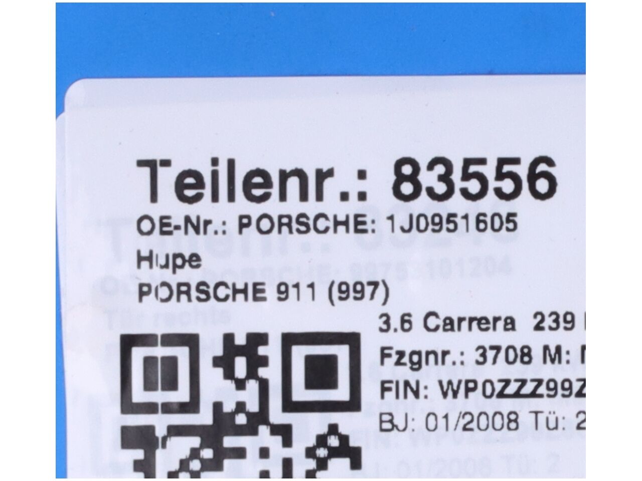 Claxon PORSCHE 911 (997) 3.6 Carrera  239 kW  325 PS (07.2004-12.2008)