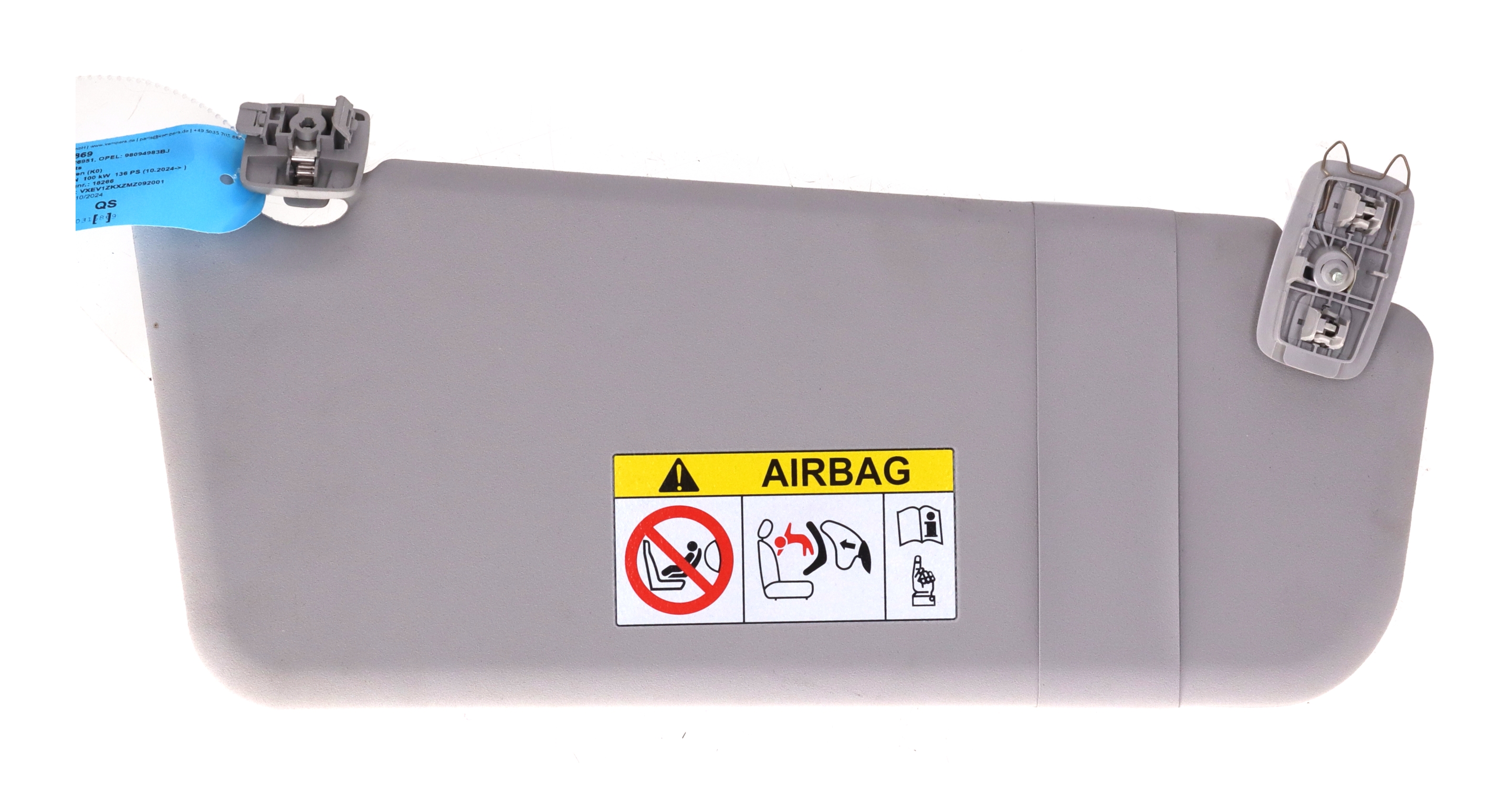 Sun visor right OPEL Vivaro C Kasten (K0) Vivaro-e HYDROGEN  100 kW  136 PS (10.2024-> )