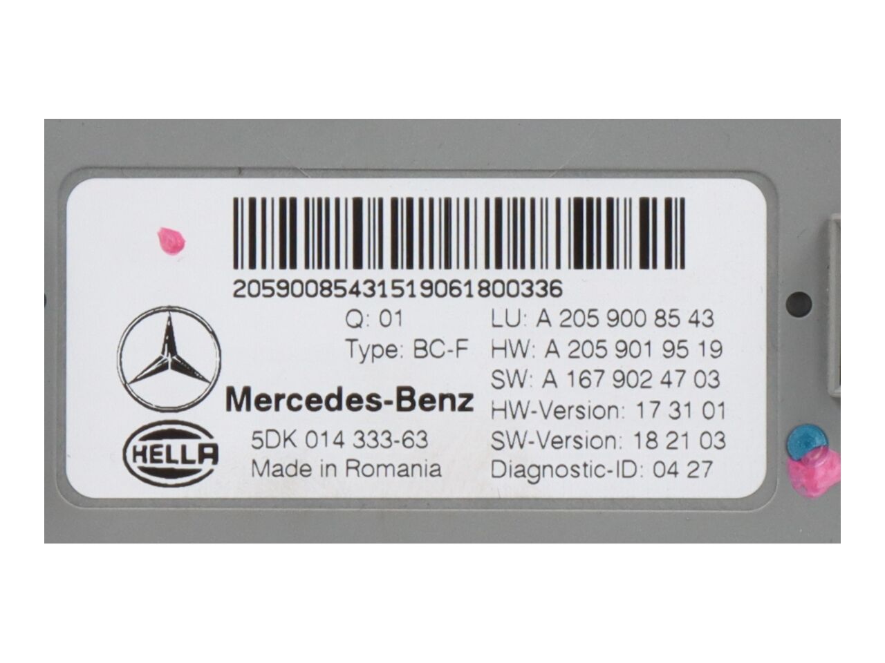 Zekeringkast MERCEDES-BENZ C-Klasse (W205) C 180  115 kW  156 PS (06.2019-> )