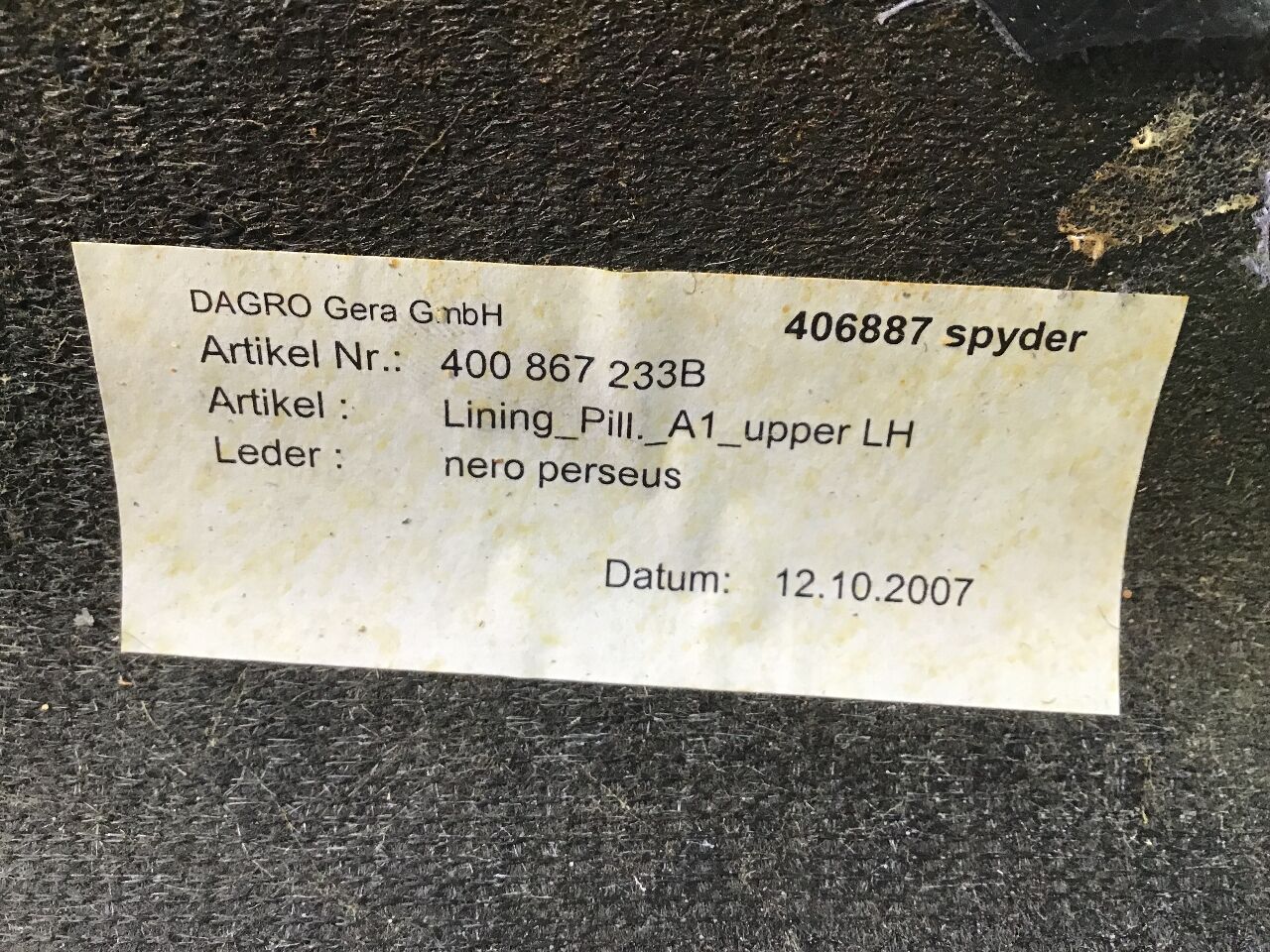 Afdekkap LAMBORGHINI Gallardo Spyder (140) 5.0 4x4  382 kW  520 PS (08.2005-> )