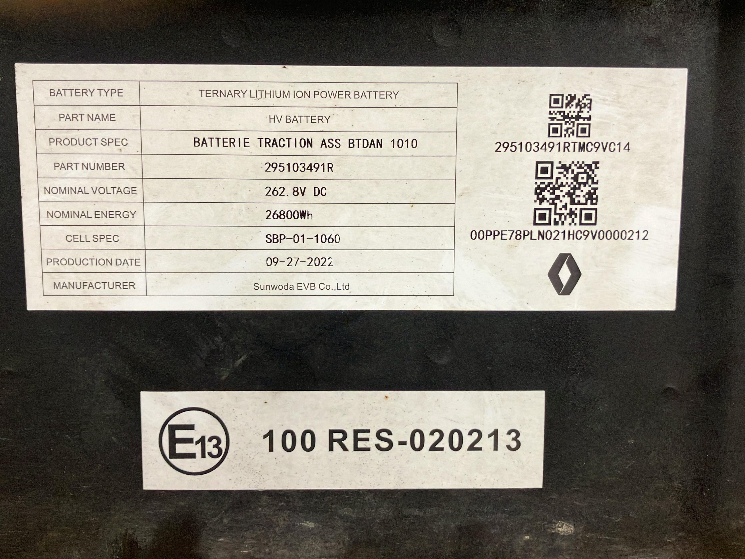 Accu DACIA Spring EV  33 kW  45 PS (10.2020-> )