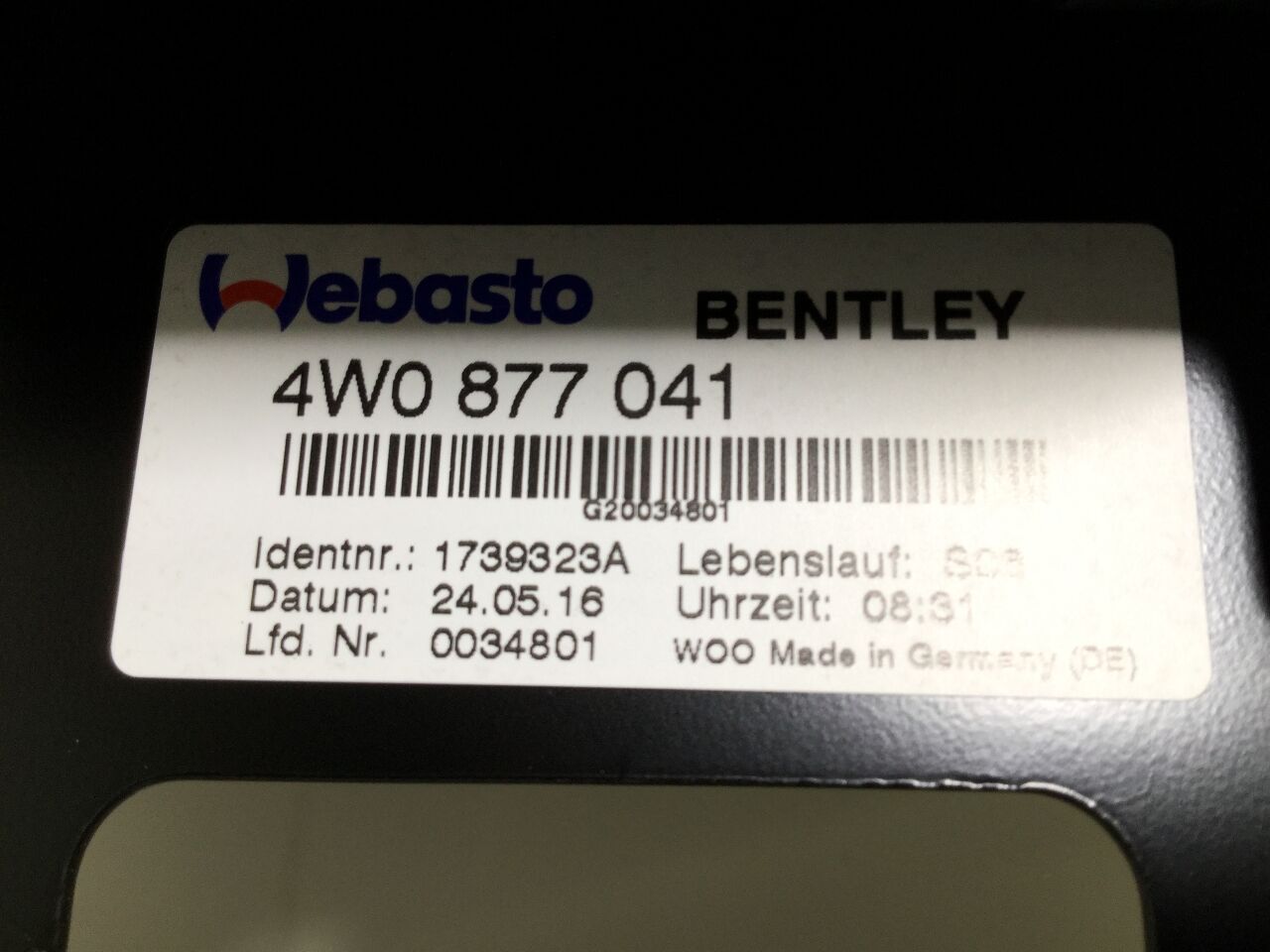 Schiebedach BENTLEY Flying Spur (4W) 6.0  460 kW  626 PS (03.2013-> )